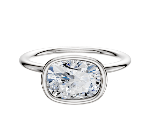 18K White Gold Bezel Full Bezel East/West Classic Dome 1.5mm Engagement Ring