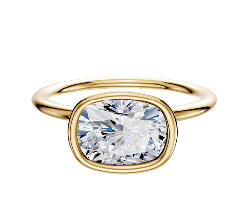 14K Yellow Gold Bezel Full Bezel East/West Classic Dome 1.5mm Engagement Ring