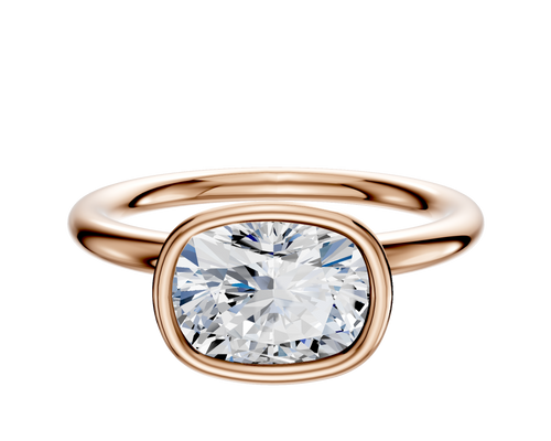 18K Rose Gold Bezel Full Bezel East/West Classic Dome 2.0mm Engagement Ring