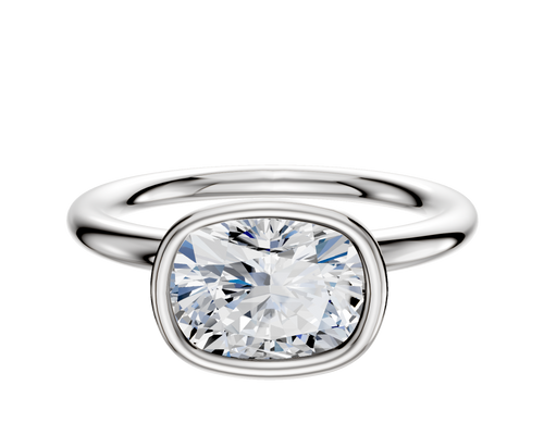 Platinum Bezel Full Bezel East/West Classic Dome 2.0mm Engagement Ring