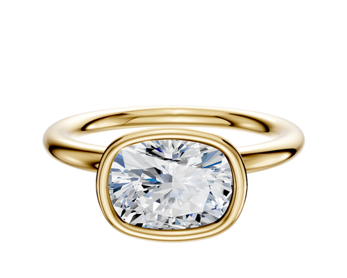 14K Yellow Gold Bezel Full Bezel East/West Classic Dome 2.0mm Engagement Ring