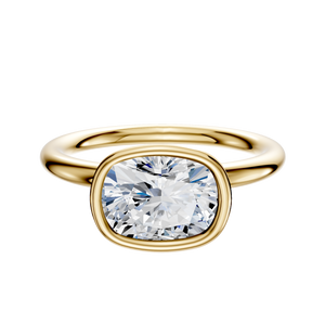 14K Yellow Gold Bezel Full Bezel East/West Classic Dome 2.0mm Engagement Ring