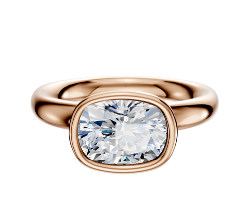18K Rose Gold Bezel Full Bezel East/West Classic Dome 3.0mm Engagement Ring