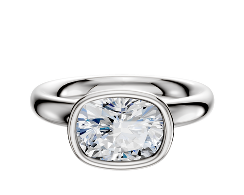 14K White Gold Bezel Full Bezel East/West Classic Dome 3.0mm Engagement Ring