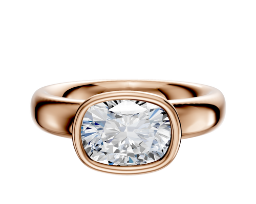 18K Rose Gold Bezel Full Bezel East/West Classic Dome 4.0mm Engagement Ring