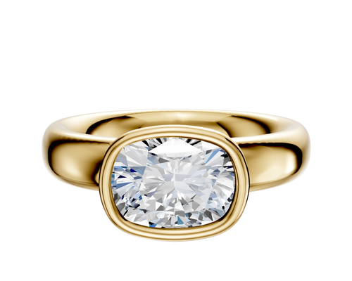14K Yellow Gold Bezel Full Bezel East/West Classic Dome 4.0mm Engagement Ring