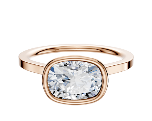 18K Rose Gold Bezel Full Bezel East/West Cathedral Flat 1.5mm Engagement Ring