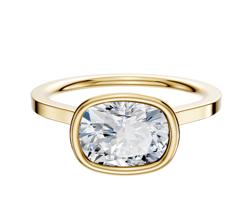 18K Yellow Gold Bezel Full Bezel East/West Cathedral Flat 1.5mm Engagement Ring