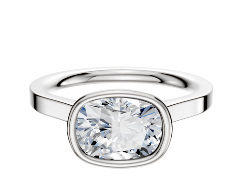 18K White Gold Bezel Full Bezel East/West Cathedral Flat 2.0mm Engagement Ring