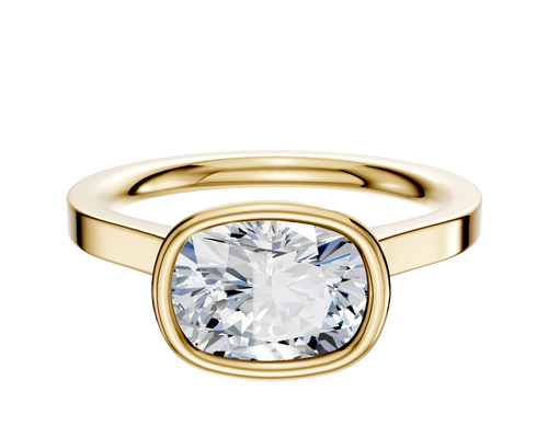18K Yellow Gold Bezel Full Bezel East/West Cathedral Flat 2.0mm Engagement Ring