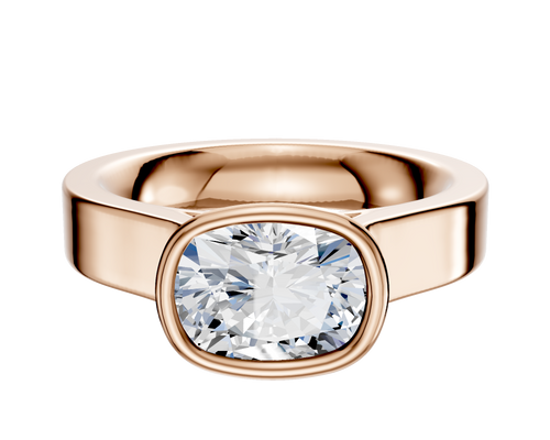 18K Rose Gold Bezel Full Bezel East/West Cathedral Flat 4.0mm Engagement Ring