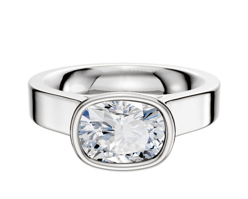 Platinum Bezel Full Bezel East/West Cathedral Flat 4.0mm Engagement Ring