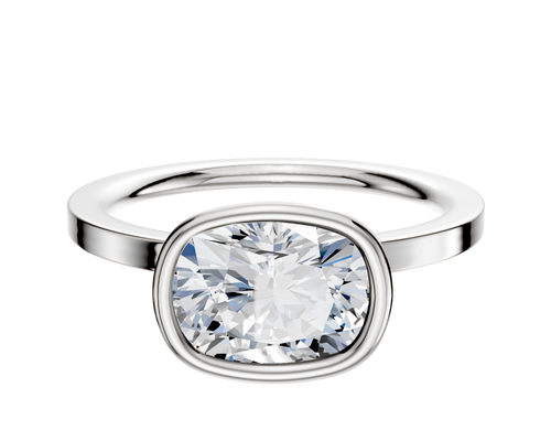 18K White Gold Bezel Full Bezel East/West Classic Flat 1.5mm Engagement Ring
