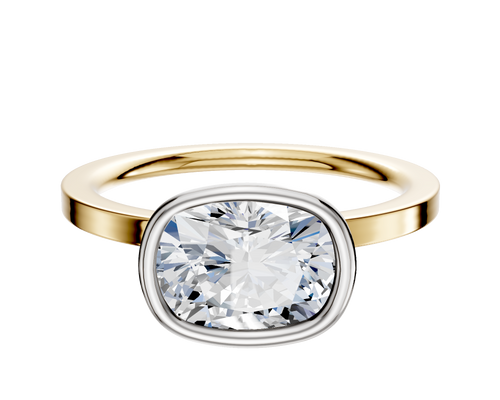 18K Two Tone Bezel Full Bezel East/West Classic Flat 1.5mm Engagement Ring