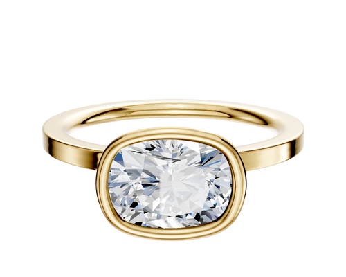 14K Yellow Gold Bezel Full Bezel East/West Classic Flat 1.5mm Engagement Ring