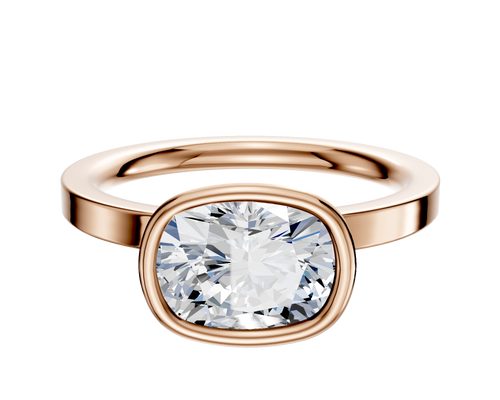 18K Rose Gold Bezel Full Bezel East/West Classic Flat 2.0mm Engagement Ring