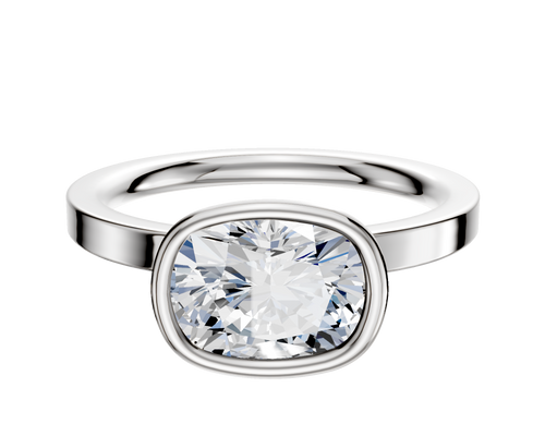 18K White Gold Bezel Full Bezel East/West Classic Flat 2.0mm Engagement Ring