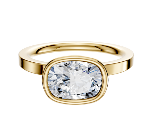 18K Yellow Gold Bezel Full Bezel East/West Classic Flat 2.0mm Engagement Ring