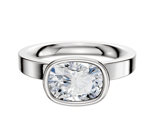 18K White Gold Bezel Full Bezel East/West Classic Flat 3.0mm Engagement Ring