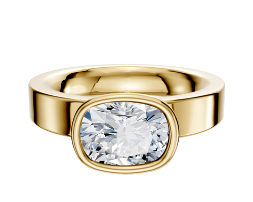 18K Yellow Gold Bezel Full Bezel East/West Classic Flat 4.0mm Engagement Ring