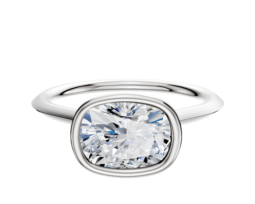 14K White Gold Bezel Full Bezel East/West Cathedral Knife Edge 1.5mm Engagement Ring