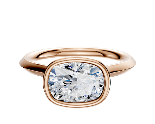 18K Rose Gold Bezel Full Bezel East/West Cathedral Knife Edge 2.0mm Engagement Ring