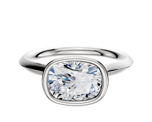 Platinum Bezel Full Bezel East/West Cathedral Knife Edge 2.0mm Engagement Ring