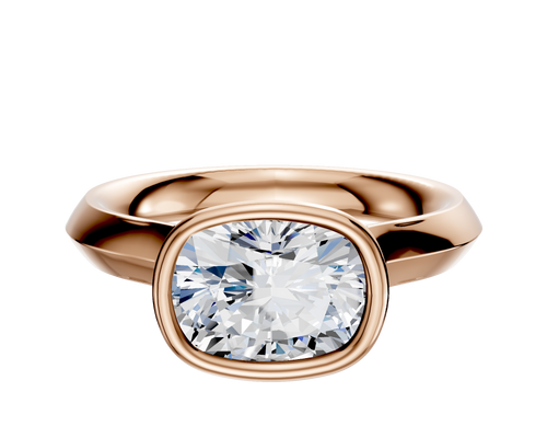 18K Rose Gold Bezel Full Bezel East/West Cathedral Knife Edge 3.0mm Engagement Ring