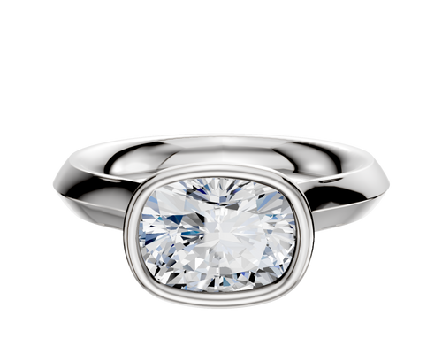 Platinum Bezel Full Bezel East/West Cathedral Knife Edge 3.0mm Engagement Ring