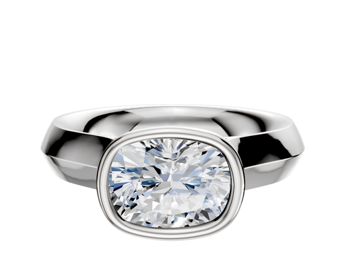 Platinum Bezel Full Bezel East/West Cathedral Knife Edge 4.0mm Engagement Ring