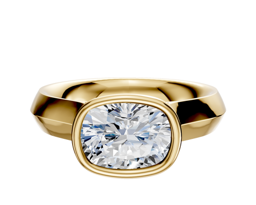 18K Yellow Gold Bezel Full Bezel East/West Cathedral Knife Edge 4.0mm Engagement Ring