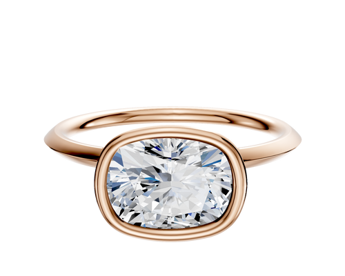 18K Rose Gold Bezel Full Bezel East/West Classic Knife Edge 1.5mm Engagement Ring