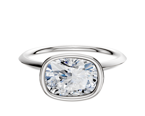Platinum Bezel Full Bezel East/West Classic Knife Edge 1.5mm Engagement Ring