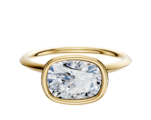 18K Yellow Gold Bezel Full Bezel East/West Classic Knife Edge 1.5mm Engagement Ring