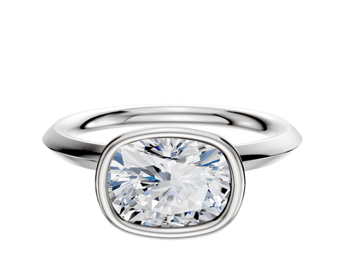 14K White Gold Bezel Full Bezel East/West Classic Knife Edge 2.0mm Engagement Ring