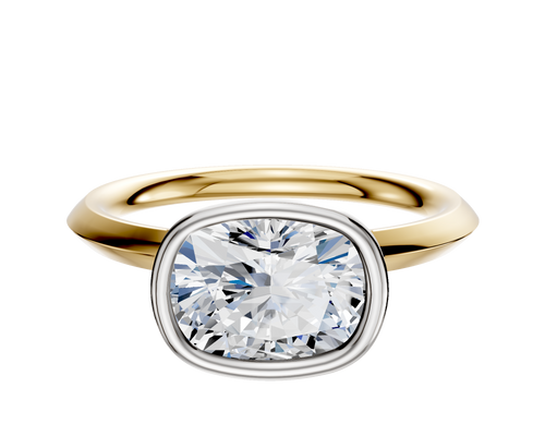 18K Two Tone Bezel Full Bezel East/West Classic Knife Edge 2.0mm Engagement Ring