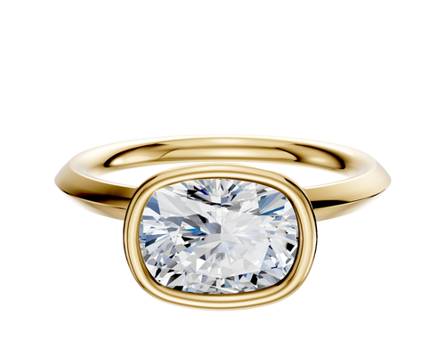18K Yellow Gold Bezel Full Bezel East/West Classic Knife Edge 2.0mm Engagement Ring