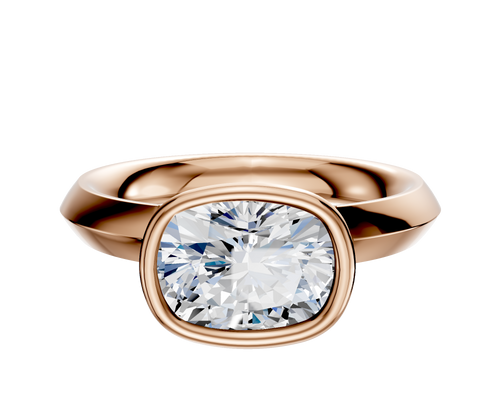 18K Rose Gold Bezel Full Bezel East/West Classic Knife Edge 3.0mm Engagement Ring