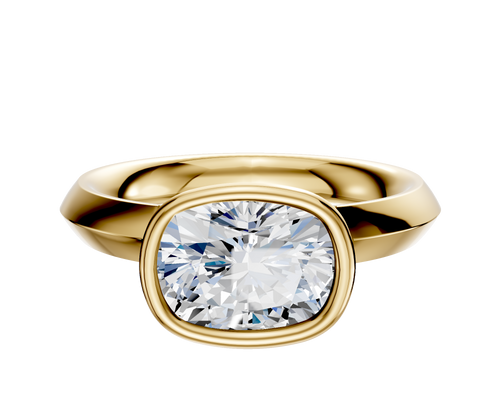 14K Yellow Gold Bezel Full Bezel East/West Classic Knife Edge 3.0mm Engagement Ring