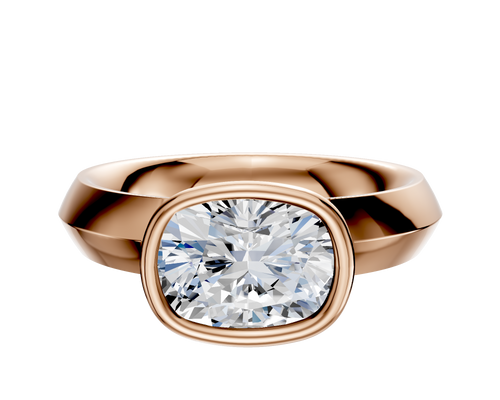 18K Rose Gold Bezel Full Bezel East/West Classic Knife Edge 4.0mm Engagement Ring