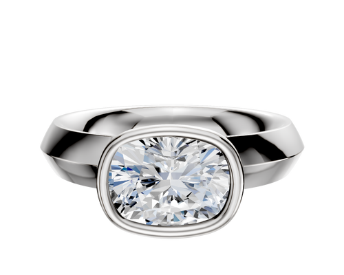 14K White Gold Bezel Full Bezel East/West Classic Knife Edge 4.0mm Engagement Ring