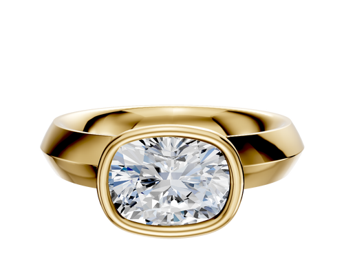 14K Yellow Gold Bezel Full Bezel East/West Classic Knife Edge 4.0mm Engagement Ring