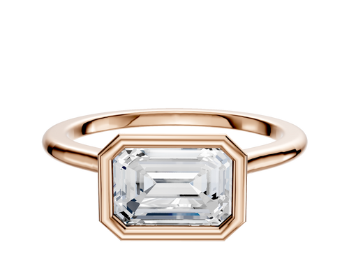 18K Rose Gold Bezel Full Bezel East/West Cathedral Dome 1.5mm Engagement Ring