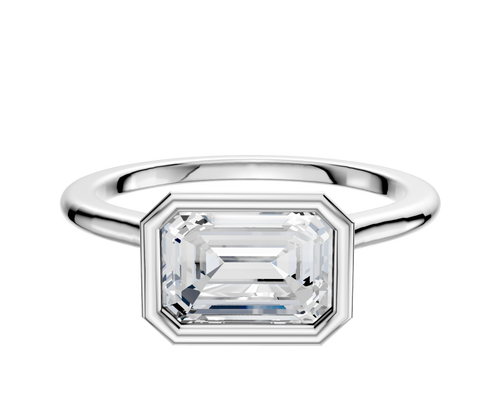 Platinum Bezel Full Bezel East/West Cathedral Dome 1.5mm Engagement Ring