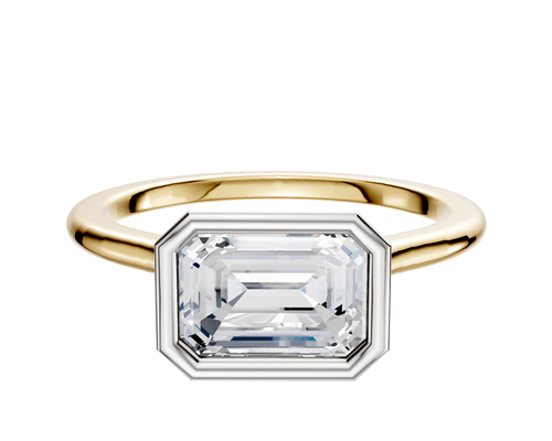14K Two Tone Bezel Full Bezel East/West Cathedral Dome 1.5mm Engagement Ring