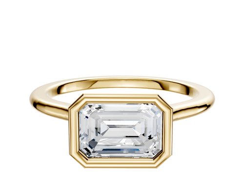 18K Yellow Gold Bezel Full Bezel East/West Cathedral Dome 1.5mm Engagement Ring