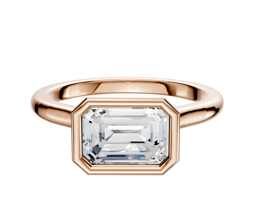 18K Rose Gold Bezel Full Bezel East/West Cathedral Dome 2.0mm Engagement Ring