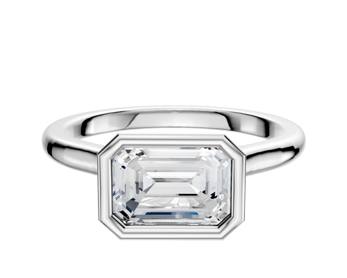 18K White Gold Bezel Full Bezel East/West Cathedral Dome 2.0mm Engagement Ring