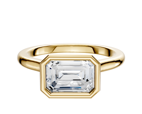 18K Yellow Gold Bezel Full Bezel East/West Cathedral Dome 2.0mm Engagement Ring