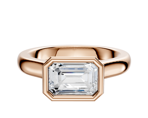18K Rose Gold Bezel Full Bezel East/West Cathedral Dome 3.0mm Engagement Ring